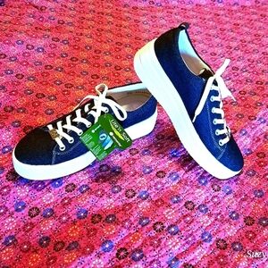 REMONTE Blue Denim with White Platform Lace-Up Sneakers BNWT in Box